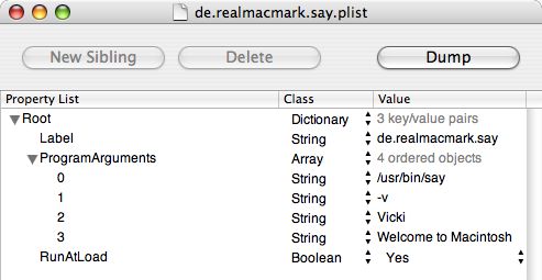 Say.plist XML in Property List Editor